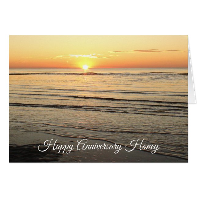 Bonne Anniversaire Honey Ocean Sunset Card (Devant horizontal)