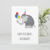 Bonne Anniversaire mignonne Mammoth Balloons Carte (Debout devant)