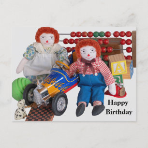 Bonne Anniversaire Raggedy Ann Andy Carte Postale