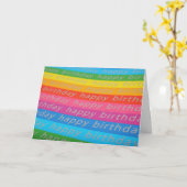Bonne Anniversaire Rainbow Stripes Carte Anniversa (Fleur jaune)
