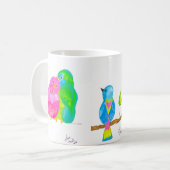 Bonne aquarelle Oiseaux café Mug (Devant gauche)