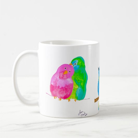 Bonne aquarelle Oiseaux café Mug (Gauche)