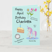 Bonne Avril Anniversaire Carte de voeux pliée (Fleur jaune)