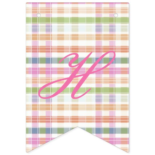 Bonne Bannière Anniversaire En Plaid Rose (Deuxième drapeau)