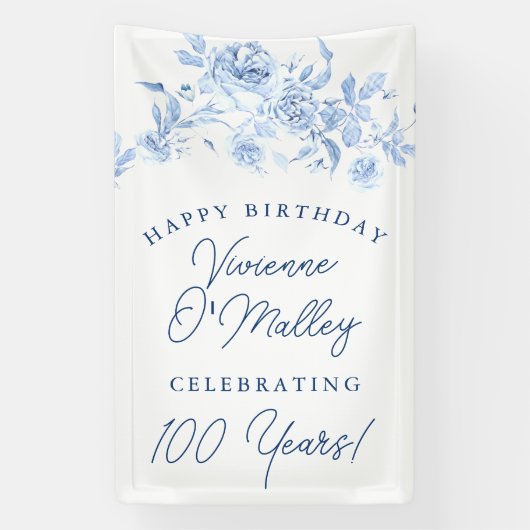 Bonne bannière d'anniversaire 100e Modèle Floral B (Verticale)