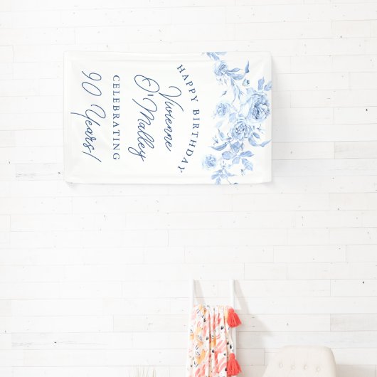 Bonne bannière d'anniversaire 90e Modèle Floral bl (Insitu)