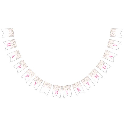 Bonne bannière d'anniversaire Pink Gold Confetti (Tout)