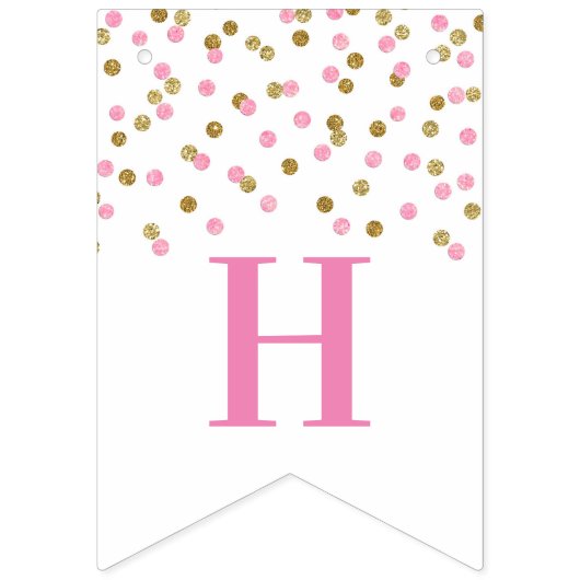 Bonne bannière d'anniversaire Pink Gold Confetti (Deuxième drapeau)