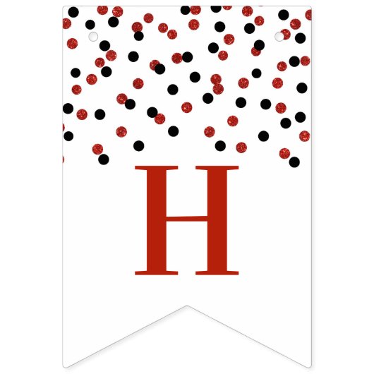 Bonne bannière d'anniversaire Rouge Noir Confetti (Deuxième drapeau)