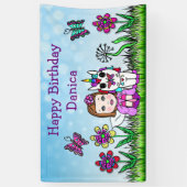 Bonne bannière d'anniversaire Unicorn et Fairy (Vertical)