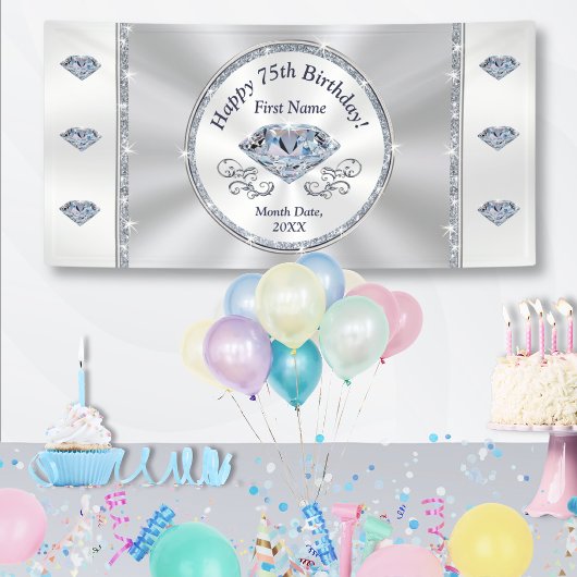 Bonne bannière du 75e anniversaire, personnalisée