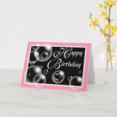 Bonne bulles d'anniversaire - Carte de voeux rose (Fleur jaune)