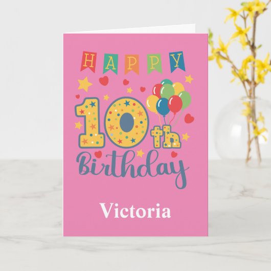 Bonne carte 10e anniversaire (Fleur jaune)