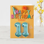 Bonne carte 11e anniversaire (Fleur jaune)