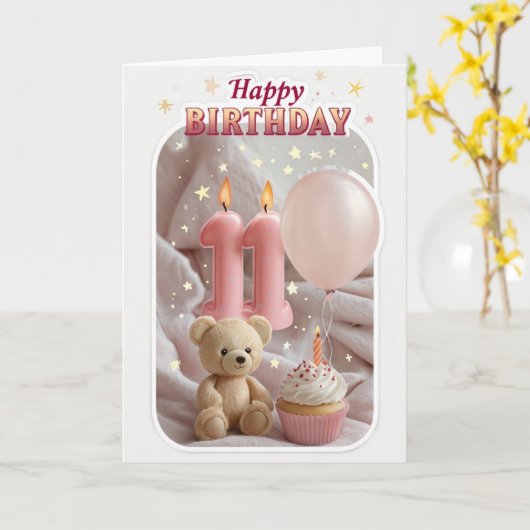 Bonne carte 11e anniversaire (Fleur jaune)
