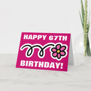 Bonne carte 67e anniversaire avec marguerite rose