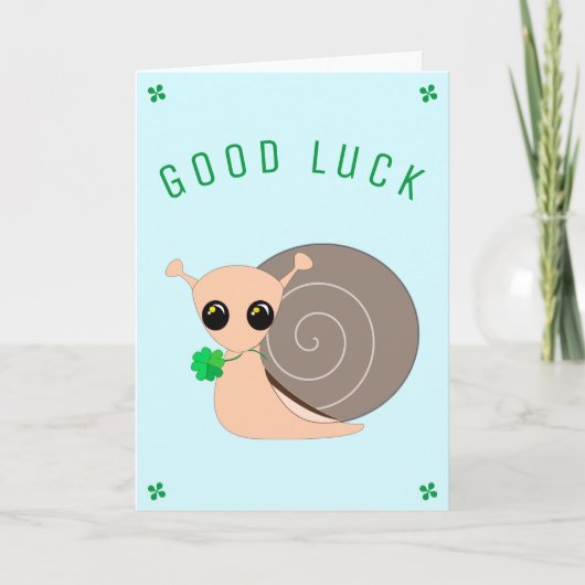 Bonne carte à chance Snail Lucky avec Clover (Devant)