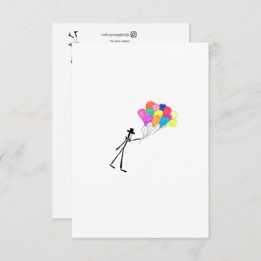 Bonne carte à plat Ballons (Devant / Derrière)