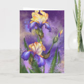 Bonne carte Anniversaire avec belle fleur Iris (Dos)
