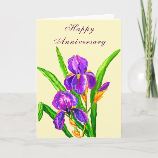 Bonne carte Anniversaire Belle Fleurs Iris (Devant)