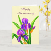 Bonne carte Anniversaire Belle Fleurs Iris (Fleur jaune)