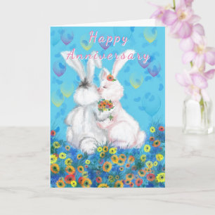 Bonne carte Anniversaire Couple Bunny Amour Kiss