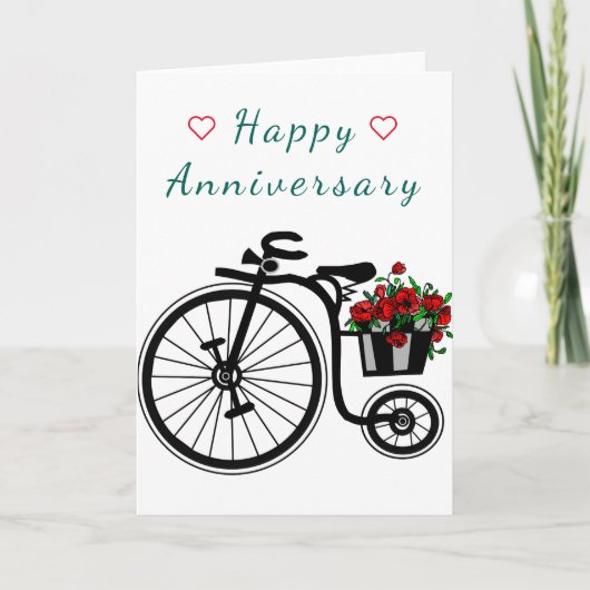 Bonne carte Anniversaire Fleurs romantiques Vélo A (Devant)