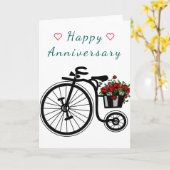 Bonne carte Anniversaire Fleurs romantiques Vélo A (Fleur jaune)
