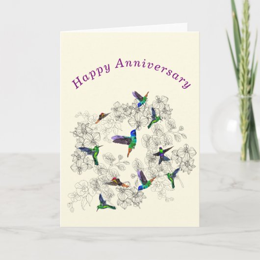 Bonne carte Anniversaire Flying Spring Birds (Devant)