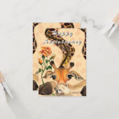 Bonne carte Anniversaire Girafe romantique avec Ro (Devant/Arrière en situation)
