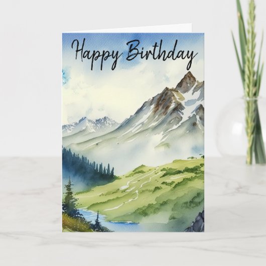 Bonne Carte Anniversaire Pour Lui, Montagnes Aquar (Devant)