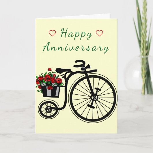 Bonne carte Anniversaire Vélo Fleurs romantiques (Devant)