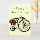 Bonne carte Anniversaire Vélo Fleurs romantiques (Fleur jaune)