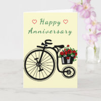 Bonne carte Anniversaire Vélo Fleurs romantiques