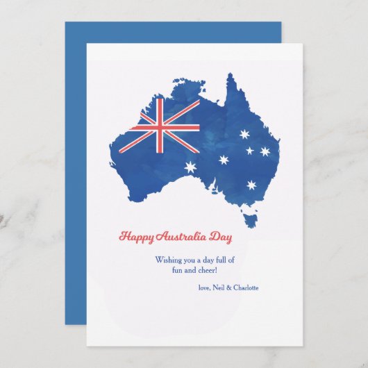 Bonne carte Australia Day (Devant / Derrière)