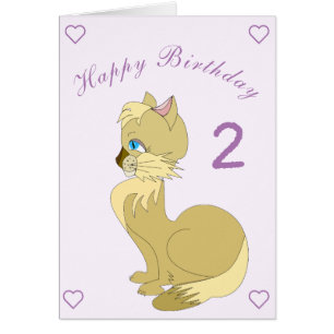 Bonne carte bébé avec chat pour anniversaire - Per