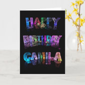 Bonne carte Camila d'anniversaire (Fleur jaune)