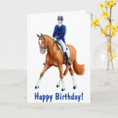 Bonne carte Cheval Anniversaire Dressage (Fleur jaune)