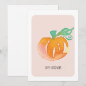 Bonne carte Citrouille Halloween peinte à la main (Devant / Derrière)
