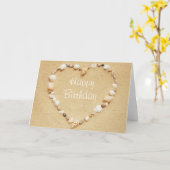 Bonne carte Coeur Seashell Anniversaire (Fleur jaune)