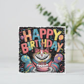 Bonne carte Crazy Cat Anniversaire (Debout devant)