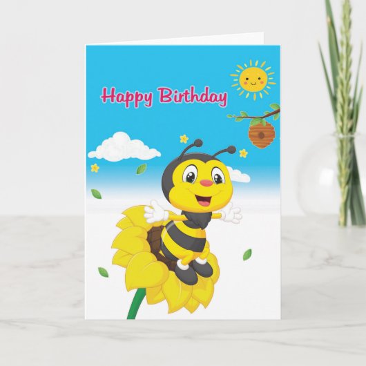 Bonne Carte d'Abeille Anniversaire pour les enfant (Devant)
