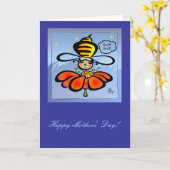 Bonne carte d'abeilles de fête des mères (Fleur jaune)