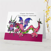 Bonne carte d'ami de la bête du dragon d'anniversa (Fleur jaune)