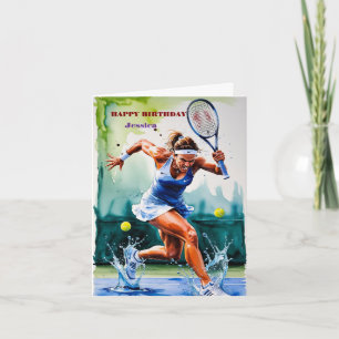 Bonne carte d'amoureux de tennis d'anniversaire -