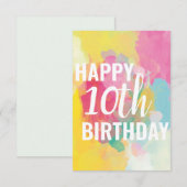 Bonne carte d'anniversaire 10e ("Watercolor Gradie (Devant / Derrière)