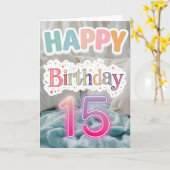Bonne carte d'anniversaire 15e (Fleur jaune)