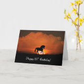 Bonne carte d'anniversaire 20e avec Cheval et couc (Fleur jaune)