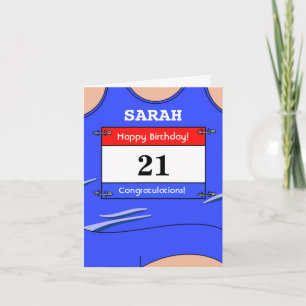 Bonne carte d'anniversaire 21e pour un coureur