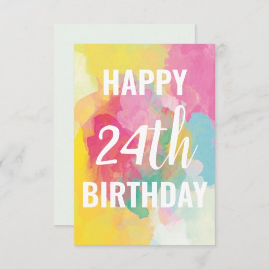 Bonne carte d'anniversaire 24e ("Watercolor Gradie (Devant / Derrière)